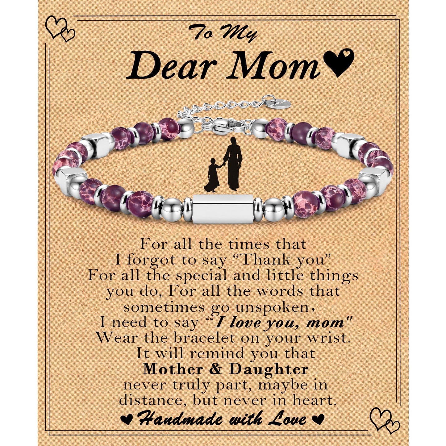 Mother & Daughter Beaded Bracelet Gift Set | Imperial Jasper with Gift Box