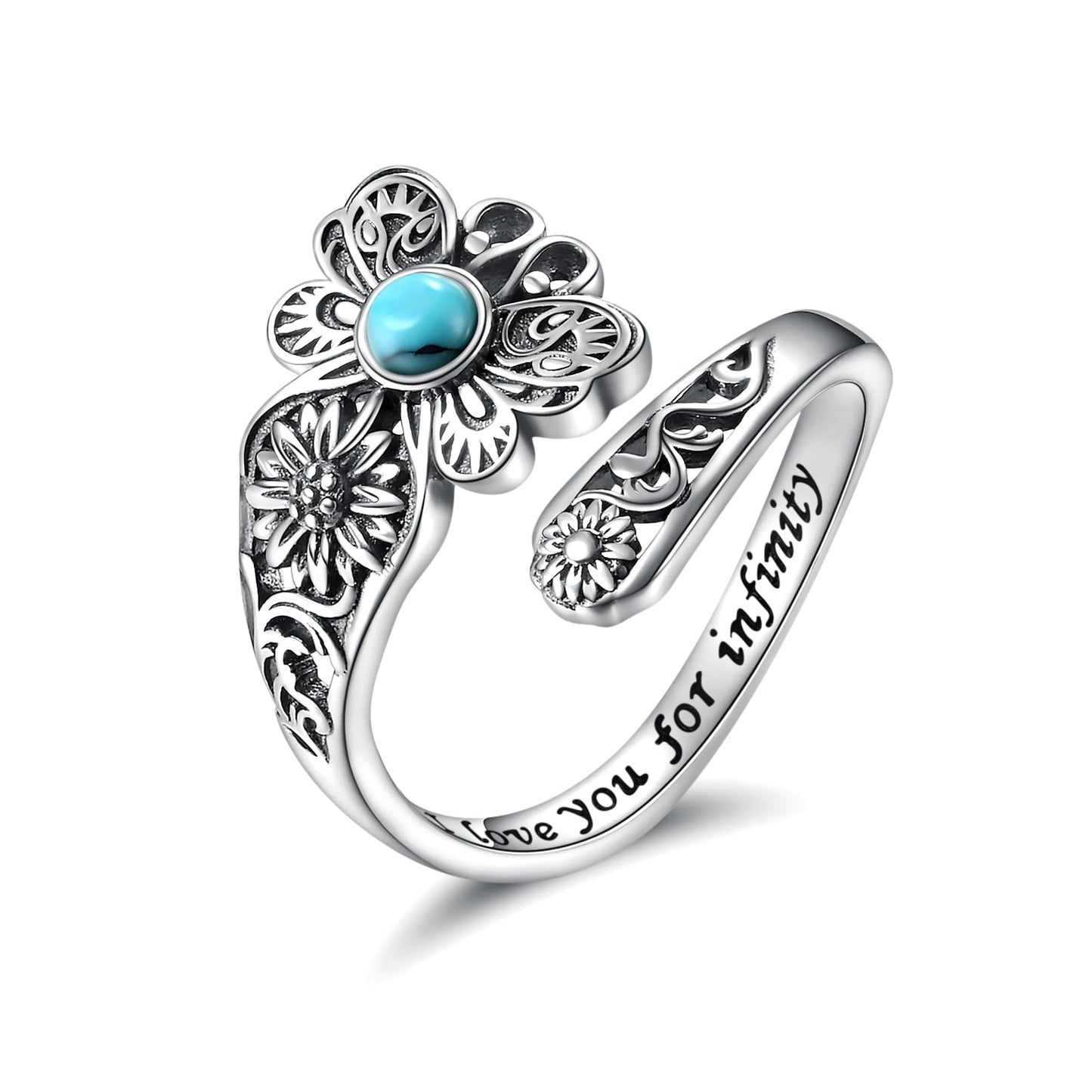 Sterling Silver Turquoise Butterfly Spoon Ring | Vintage Antique Style | Sizes 7-9