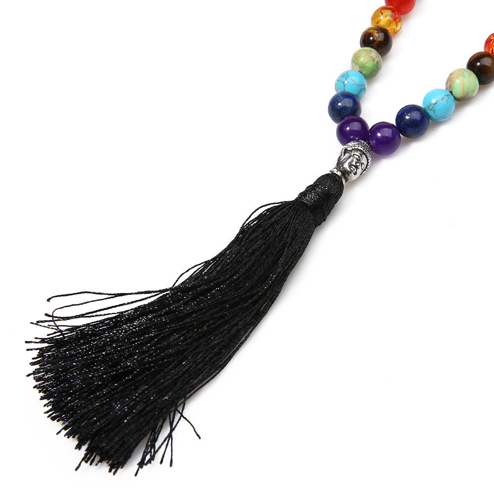 Energy Meditation Yoga Necklace | 7 Chakra Volcanic Stone Beads