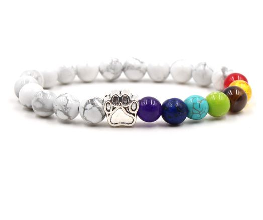 Dog Paw Bracelet | Natural Agate Stone Prayer Beads