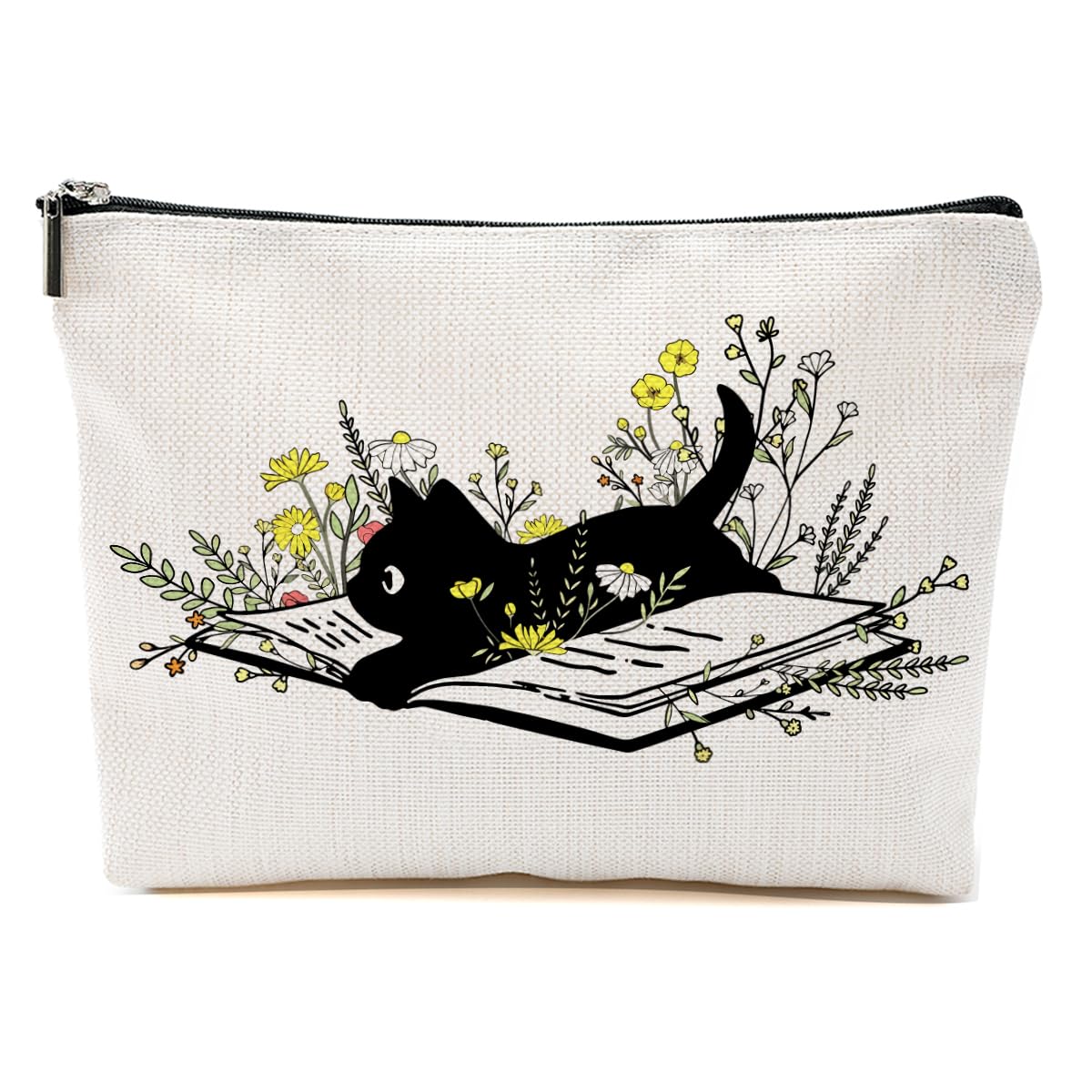 Floral Cat Makeup Bag | Cat Mom Cosmetic & Toiletry Bag