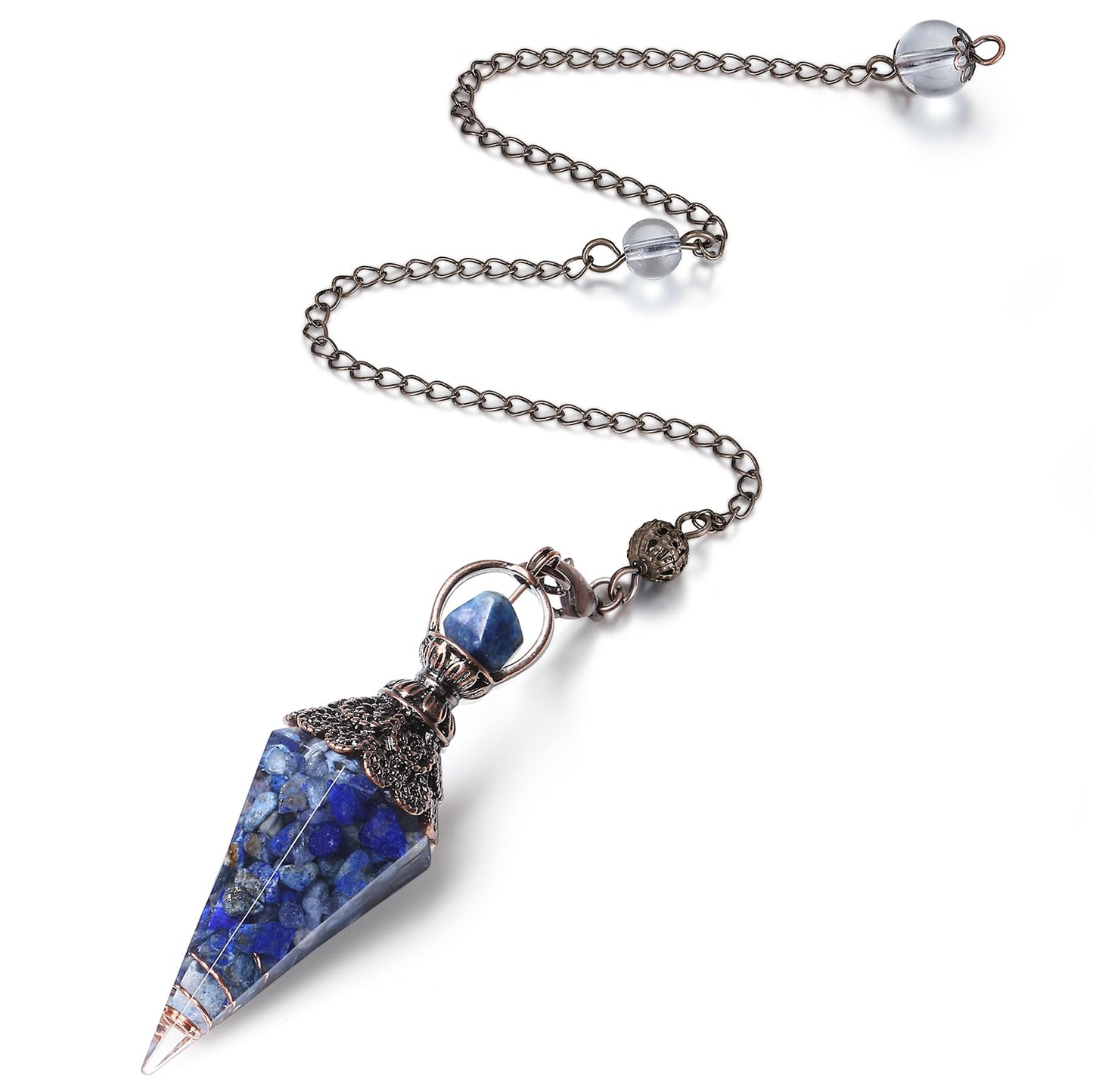 Lapis Lazuli Crystal Pendulum | Copper-Wrapped Dowsing & Divination Tool