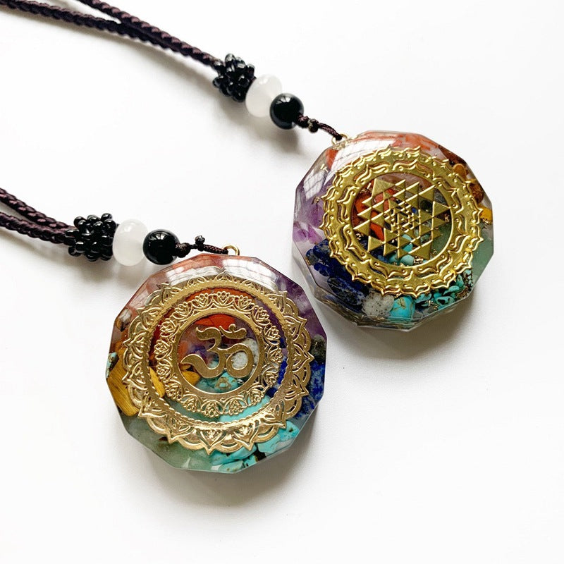 Crystal Chip 7 Chakra Orgone Energy Pendant Necklace | Handmade Spiritual Jewelry