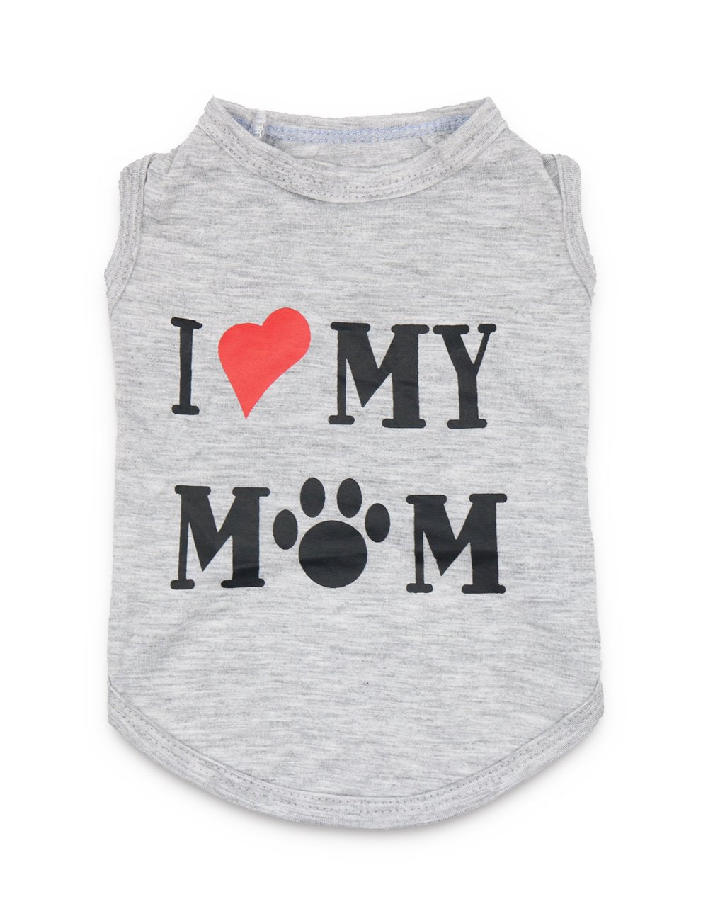 "I Love My Mom" Dog Shirt | Cute Puppy T-Shirt in Grey | XS