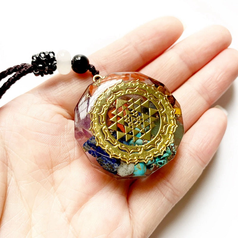 Crystal Chip 7 Chakra Orgone Energy Pendant Necklace | Handmade Spiritual Jewelry