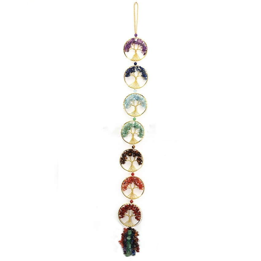 Colorful Crystal Chakra Tree of Life Wall Hanging | Spiritual Home Decor