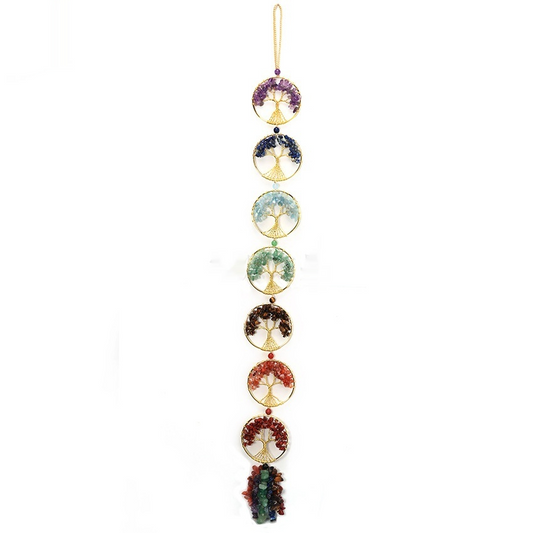 Colorful Crystal Chakra Tree of Life Wall Hanging | Spiritual Home Decor