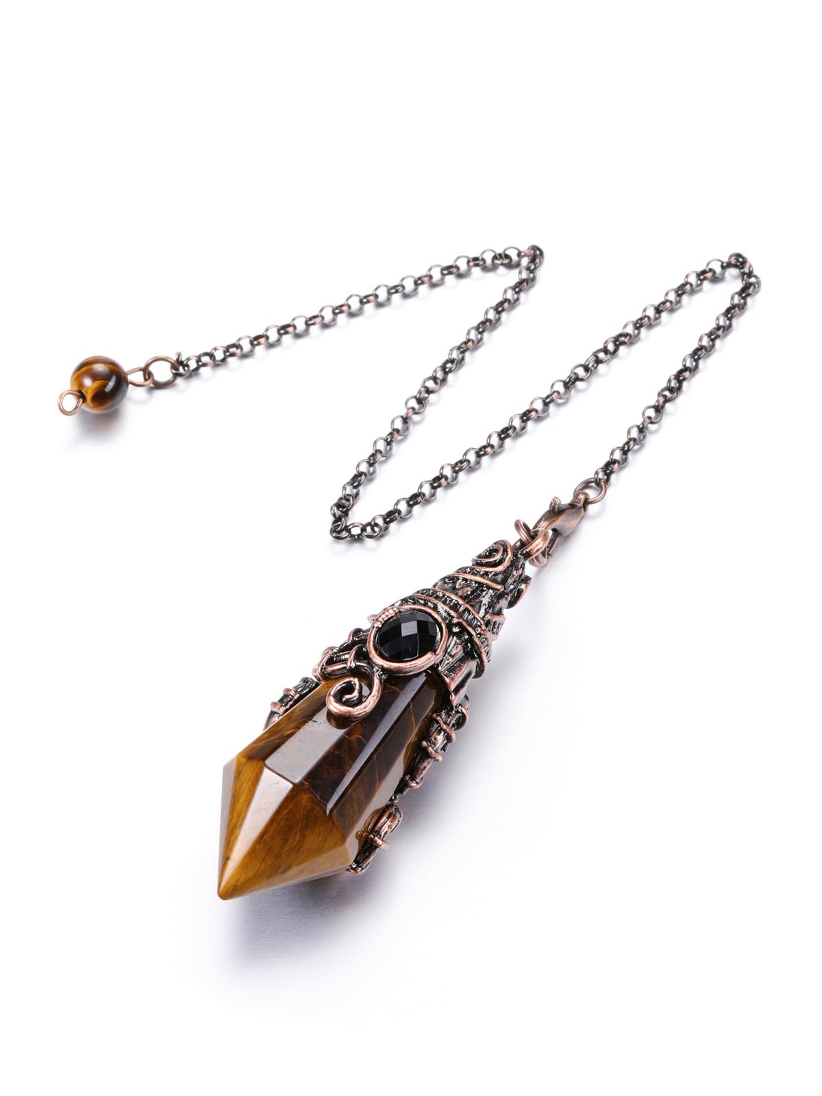 Tiger Eye Crystal Pendulum | Bronze Wrap Dowsing Pendant