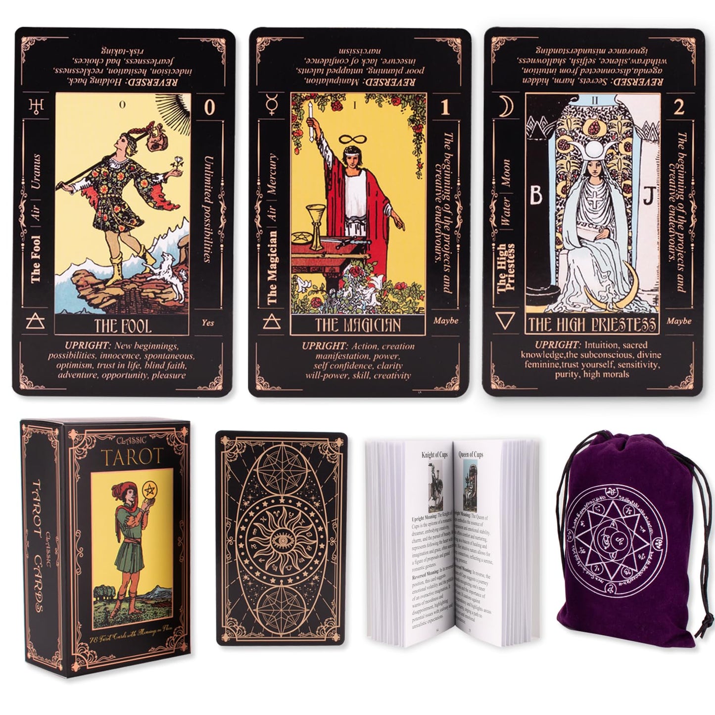 Tarot Cards for Beginners with Meanings | Classic 78-Card Deck with Guidebook