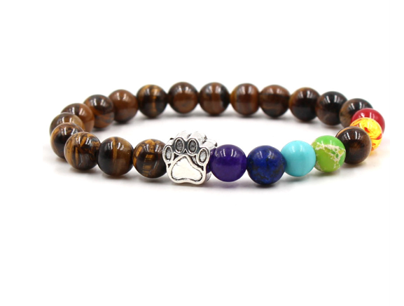 Dog Paw Bracelet | Natural Agate Stone Prayer Beads