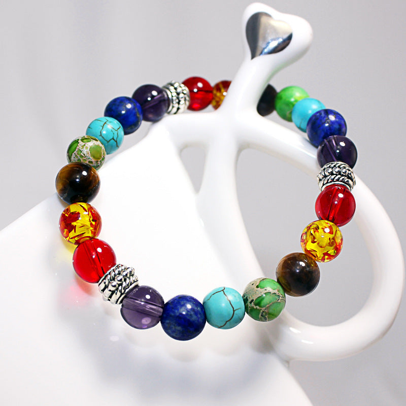 Colorful Chakra Yoga Energy Bracelet | Crystal Bead Spiritual Jewelry