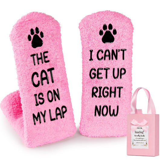 Fuzzy Cat Socks for Women | Pink Fluffy Cat Mom Gift