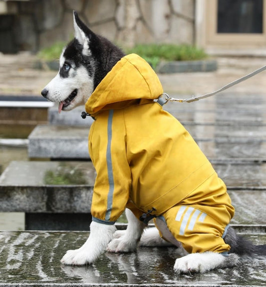 Dog Raincoat with Hood | Reflective Waterproof Jacket for Small Dogs | Yellow