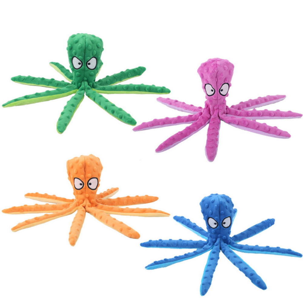 Interactive Plush Octopus Pet Toy | Bite-Resistant & Squeaky