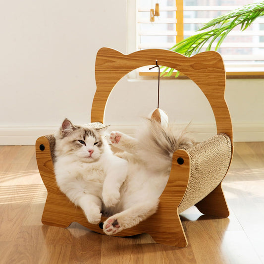 C-Shape Cardboard Cat Scratcher Sofa | Cat Couch Scratching Bed for Indoor Cats