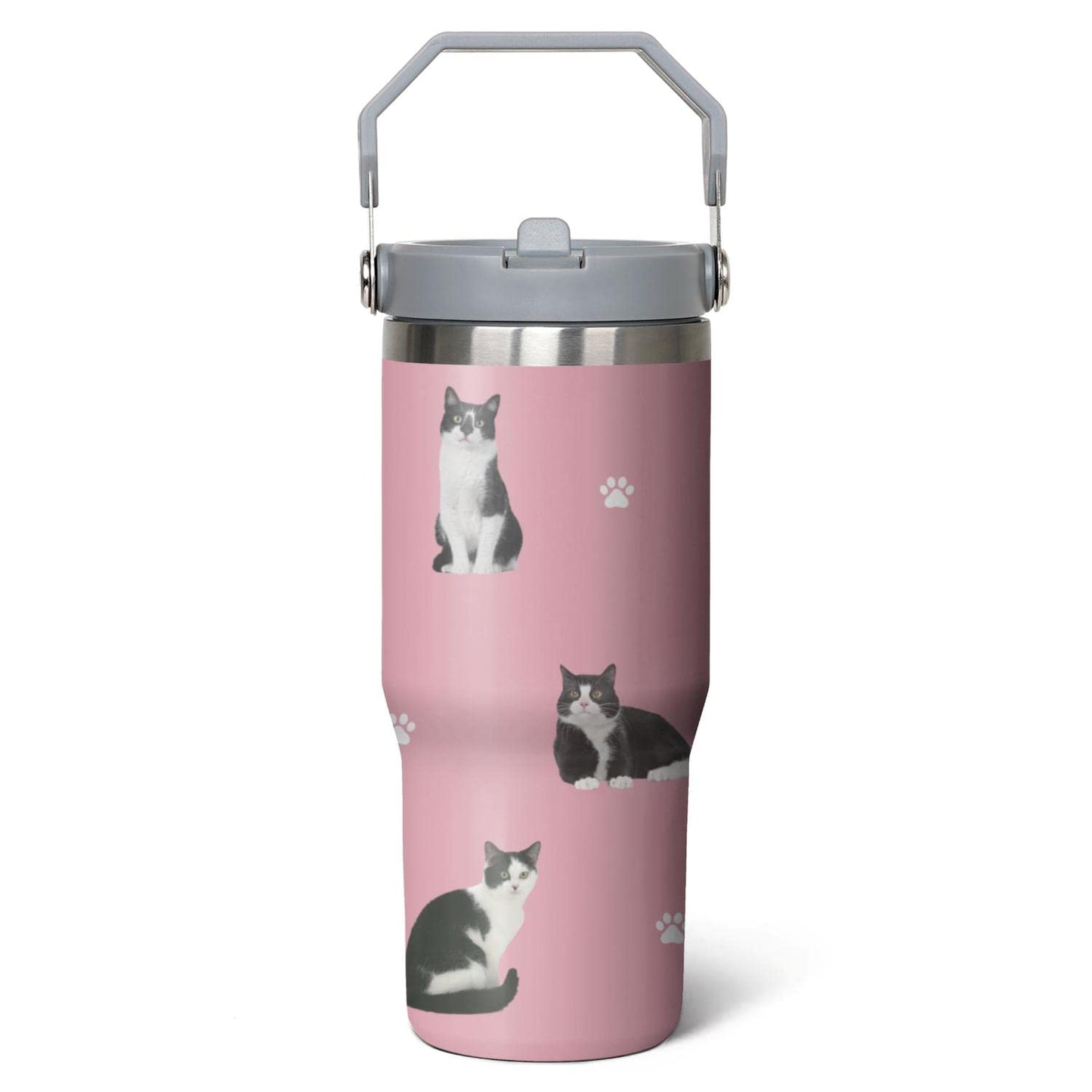 Cat Lover Insulated Tumbler with Handle | 30oz Vacuum Travel Cup