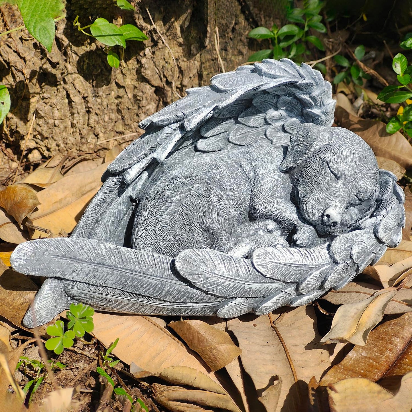 Angel Sleeping Dog Memorial Stone — Pet Headstone & Sympathy Gift