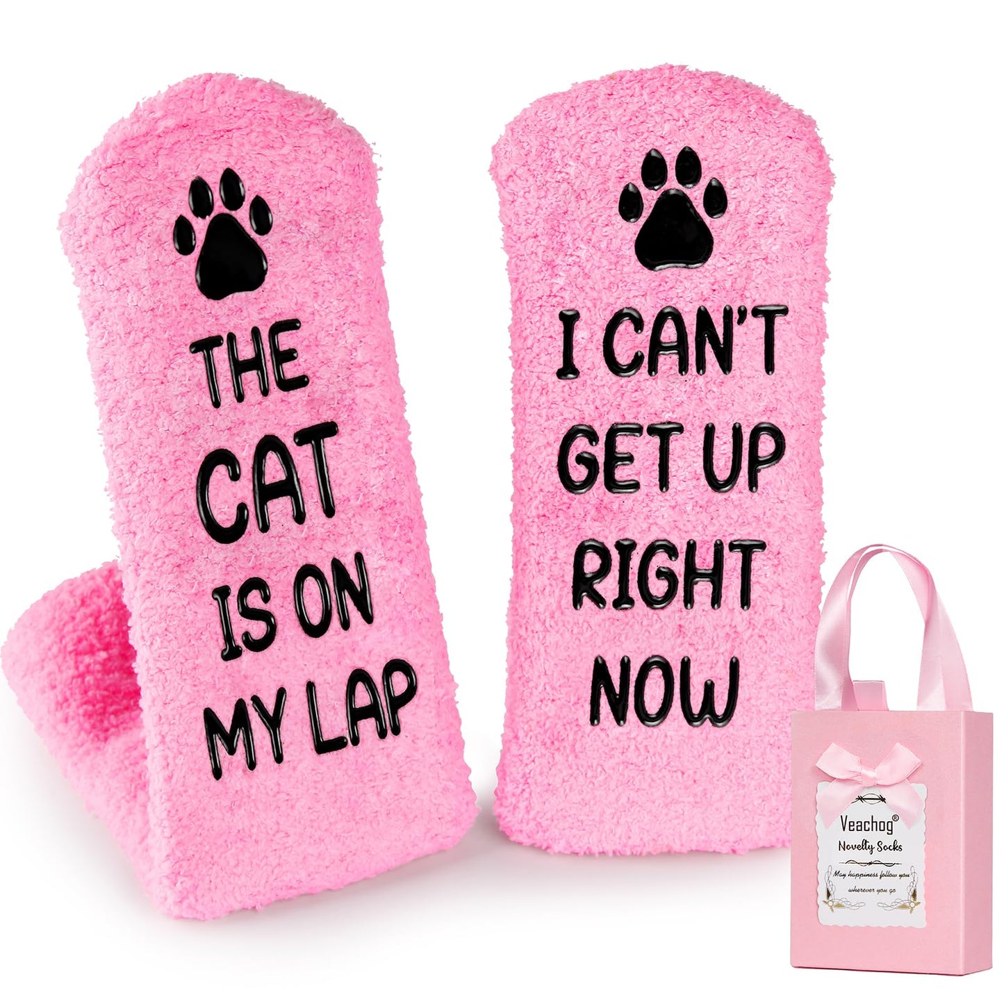 Fuzzy Cat Socks for Women | Pink Fluffy Cat Mom Gift
