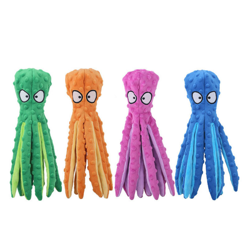 Interactive Plush Octopus Pet Toy | Bite-Resistant & Squeaky