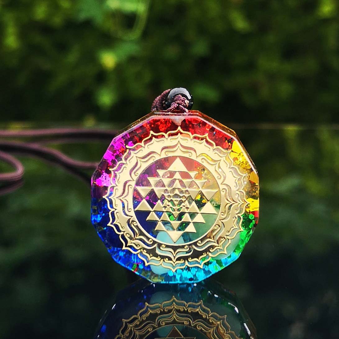 Crystal Chip 7 Chakra Orgone Energy Pendant Necklace | Handmade Spiritual Jewelry