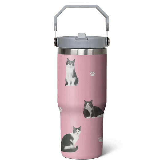 Cat Lover Insulated Tumbler with Handle | 30oz Vacuum Travel Cup