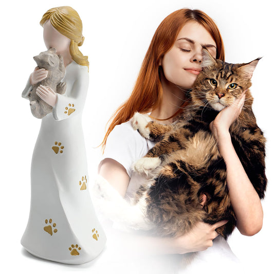 Hand-Painted White Cat Figurine | Cat Lover Decor & Keepsake