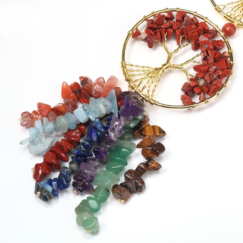 Colorful Crystal Chakra Tree of Life Wall Hanging | Spiritual Home Decor