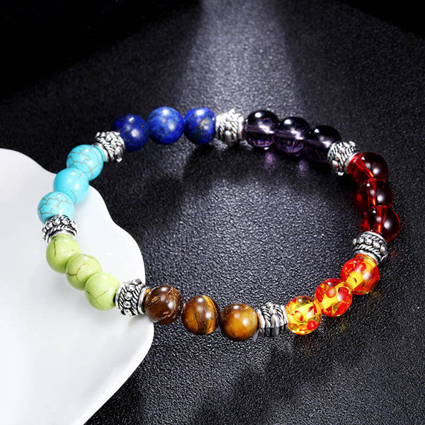 Colorful Chakra Yoga Energy Bracelet | Crystal Bead Spiritual Jewelry