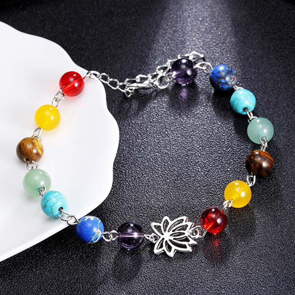 Colorful Chakra Yoga Energy Bracelet | Crystal Bead Spiritual Jewelry